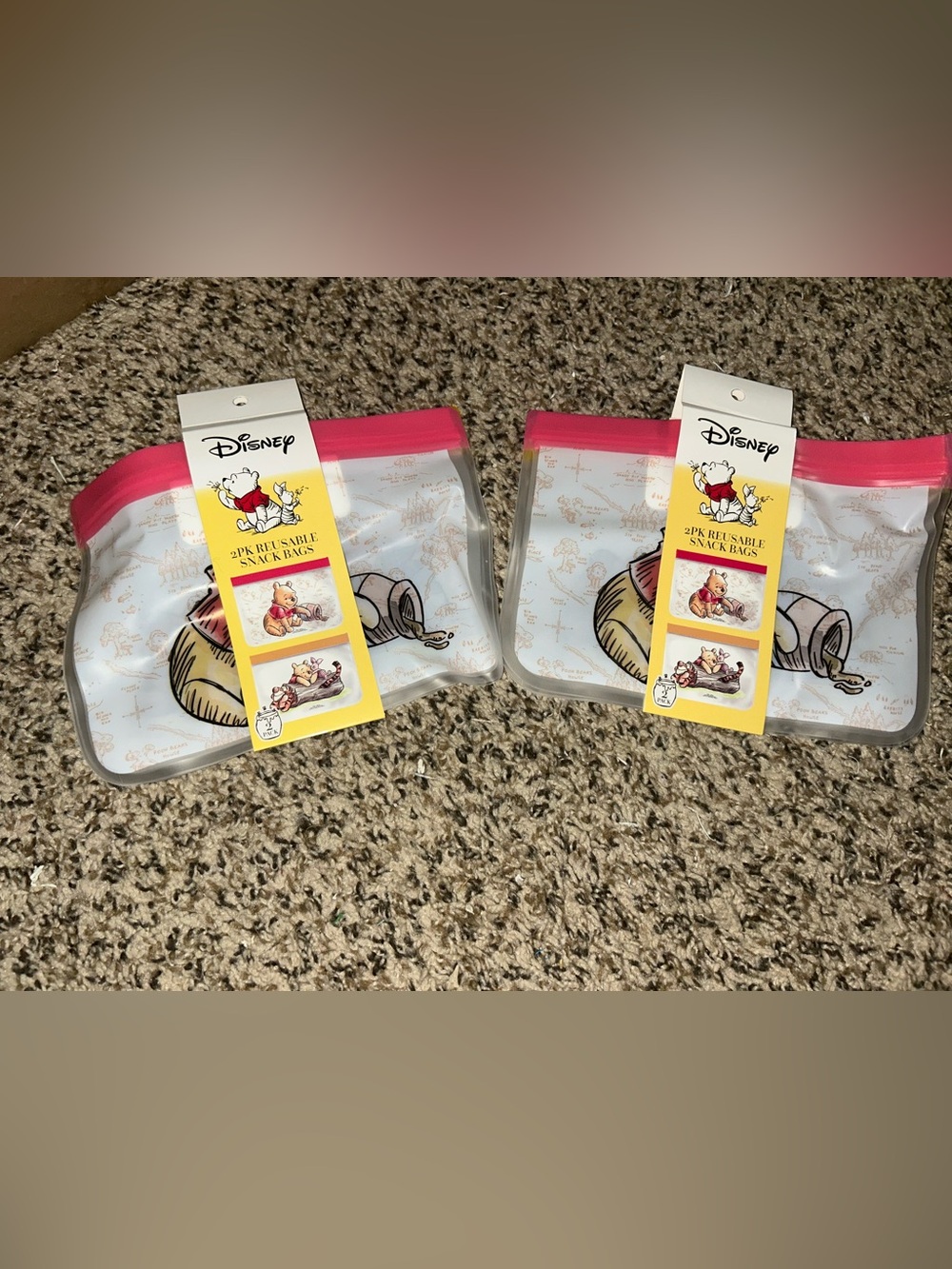 Disney Winnie the Pooh Reusable Snack Bags - Pink, Cream